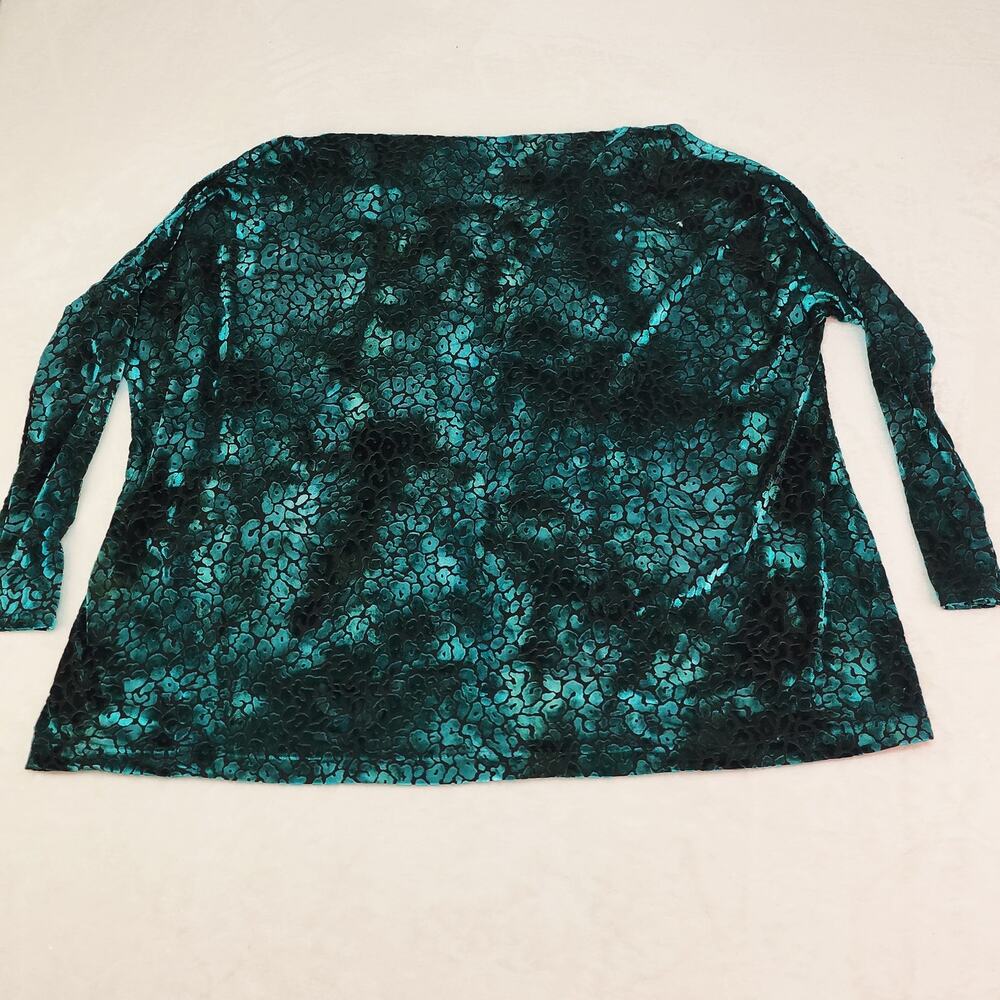 Vintage Show Me Your Mumu Teal Velvet Leopard Top Small Whimsigoth Metallic 90s - Picture 6 of 14